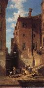 Carl Spitzweg Street in Venice oil painting artist